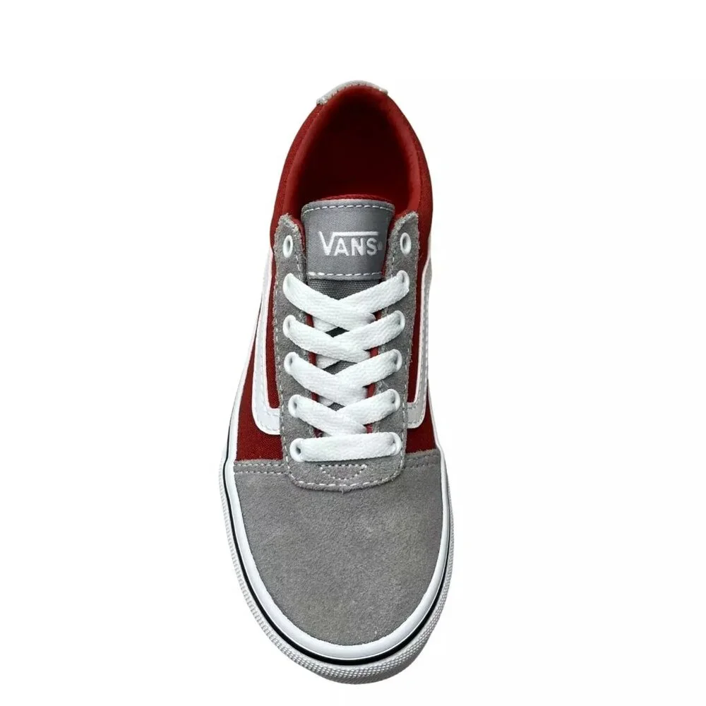 Vans‎ Ward Youth Boy's Suede Casual Sneakers Size 2 Gray Burgundy Classic Style